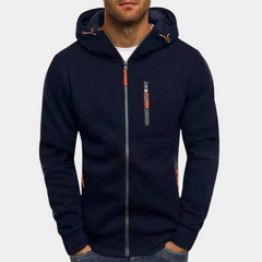 Lässiger Herren-Hoodie mit Reißverschluss und entspanntem Schnitt in Marineblau