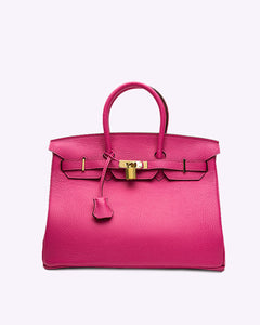 Große Damen-Lederhandtasche | Luxus trifft auf Funktionalität in Barbie-Rosa
