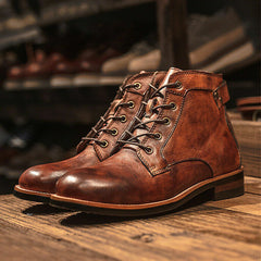Klassische Herren Lederstiefel in Braun