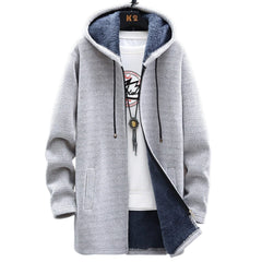 Quinn - Strickjacke mit Kapuze in Hellgrau