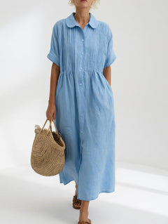 Jorisa - kurzärmeliges Midikleid in Hellblau