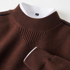 Kelvis - Strukturierter Jacquard-Rollkragenpullover in Braun