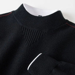 Kelvis - Strukturierter Jacquard-Rollkragenpullover in Schwarz