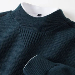 Kelvis - Strukturierter Jacquard-Rollkragenpullover in Tiefes Aqua-Grün