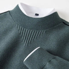 Kelvis - Strukturierter Jacquard-Rollkragenpullover in Schiefergrün