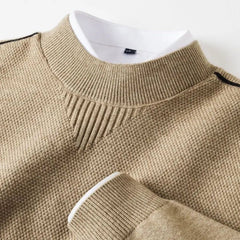 Kelvis - Strukturierter Jacquard-Rollkragenpullover in Kamel