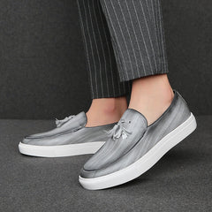 Loafers Toledo - Elegantes echtes Leder im italienischen Stil in Grau