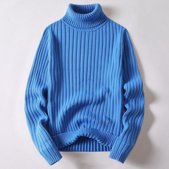Rollkragenpullover aus Merinowolle für Herren in Blau