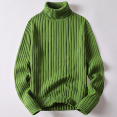 Rollkragenpullover aus Merinowolle für Herren in Grün