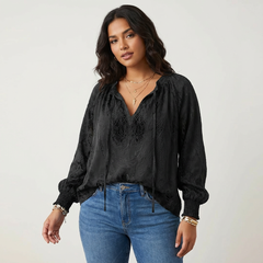 Luftige Spitzenbluse mit bohemian Ausstrahlung - Kelly in Schwarz