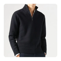 Wade - Rollkragenpullover - Halbreißverschluss-Stil in Schwarz