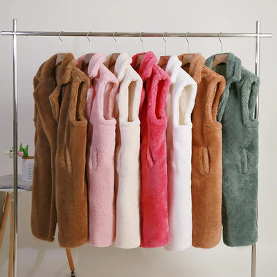 Damen Winter Teddy Mantel | Ärmellos