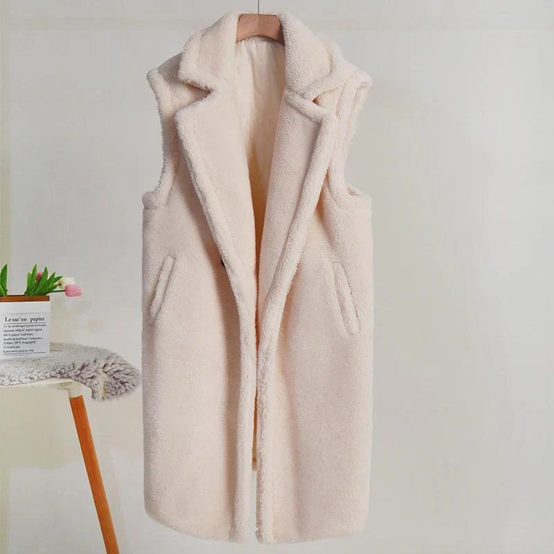 Damen Winter Teddy Mantel | Ärmellos