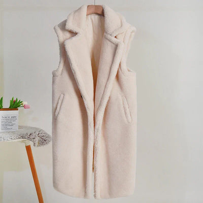 Damen Winter Teddy Mantel | Ärmellos