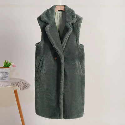 Damen Winter Teddy Mantel | Ärmellos