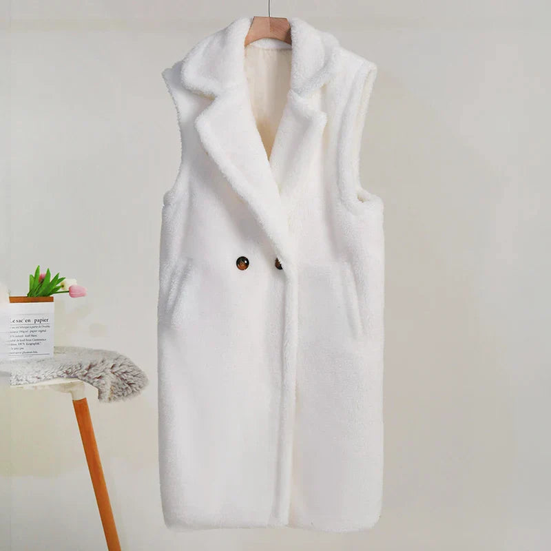 Damen Winter Teddy Mantel | Ärmellos