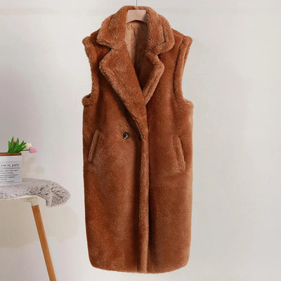 Damen Winter Teddy Mantel | Ärmellos