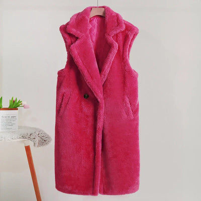 Damen Winter Teddy Mantel | Ärmellos