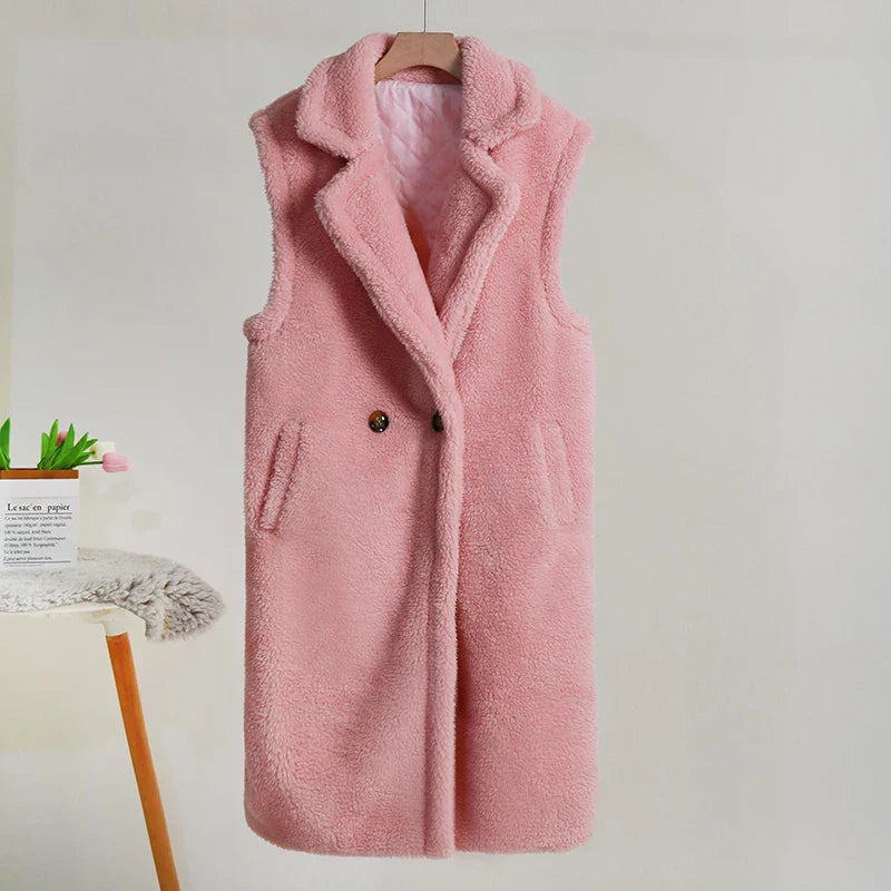 Damen Winter Teddy Mantel | Ärmellos