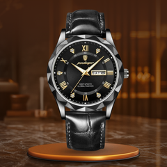 Windsor | Lederarmband-Quarzuhr in Schwarz