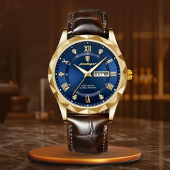 Windsor | Lederarmband-Quarzuhr in Gold Blau