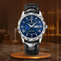 Windsor | Lederarmband-Quarzuhr in Silber Blau