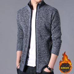 Zip-Dickstrickjacke in Dunkelgrau