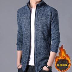 Zip-Dickstrickjacke in Blau