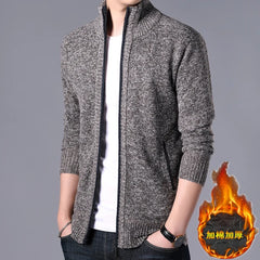 Zip-Dickstrickjacke in Kamel