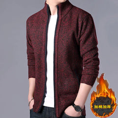 Zip-Dickstrickjacke in Burgundisch