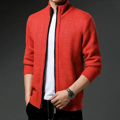 Zip-Dickstrickjacke in Orange