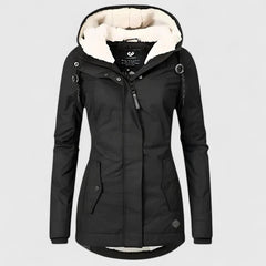 Seravia™ - Wasserdichte Winterjacke mit Kapuze in Schwarz