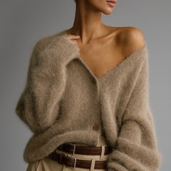 Cardigan mit Knöpfen – Sanfte Eleganz mit entspannter Raffinesse in Beige