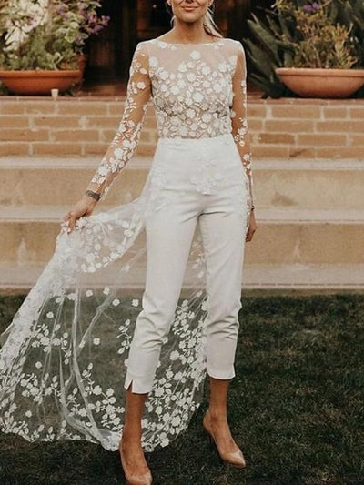 Weißer Braut-Jumpsuit | Elegante