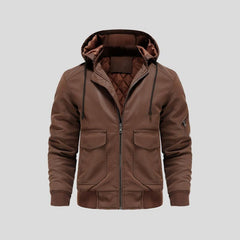 Gottlieb® | Kapuzenlederjacke in Braun