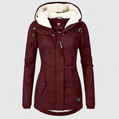 Seravia™ - Wasserdichte Winterjacke mit Kapuze in Rot