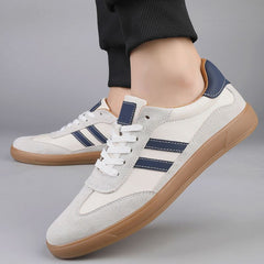 Herren Lässig Schnürung Streifen Sneakers in Weiß
