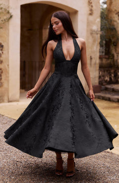 Esmeralda | Elegantes Midikleid in Schwarz