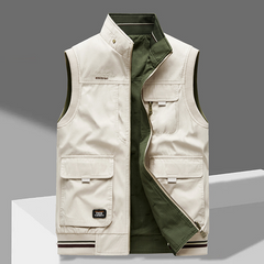 Crispin – Ärmellose Weste Mit Mehreren Taschen in Beige