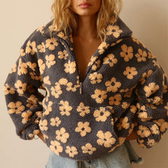 Vellina™ - Blommig Warmer Fleece-Pullover in Gelb