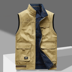 Crispin – Ärmellose Weste Mit Mehreren Taschen in Khaki