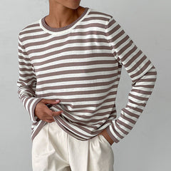 Dagmar - Elegantes gestreiftes T-Shirt - Leichter Stoff in Braun