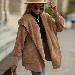2023 RM Damen-Fleece-Mantel in Beige