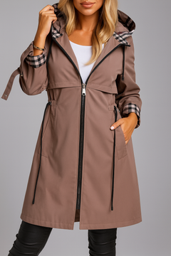 Wilhelmine | Damen Warmer Mantel mit Zip-Verschluss in Braun