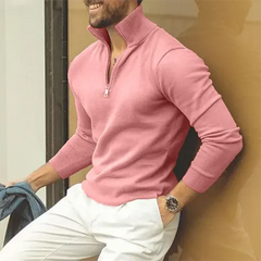 Wilton - Rollkragenpullover - Halbreißverschluss-Design in Rosa