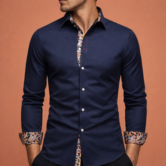 Herrenhemd mit Paisleymuster für stilvolle und formelle Anlässe | Diederik-Jan in Marineblau