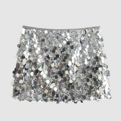 Matilda | Glamouröser Pailletten Minirock in Silber