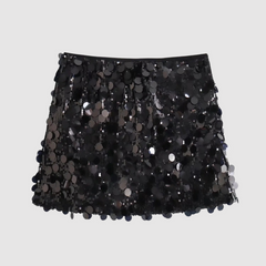 Matilda | Glamouröser Pailletten Minirock in Schwarz