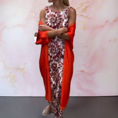 Mel | Elegantes Kleid mit Strickjacke in Rot