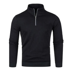 Rollkragenpullover mit Viertelreißverschluss in Schwarz
